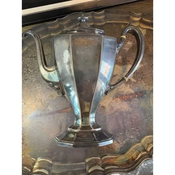 Gorgeous Antique Reed and Barton Art Deco Silver Plated Tea set #3690 with tray - Picture 11 of 16